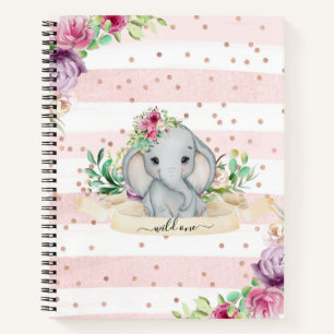 Wilde One - Baby Elephant and Flowers Notebook Notitieboek
