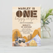 wilde One Happy Camper Woodland 1e verjaardag Kaart (Staand voorkant)