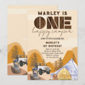 wilde One Happy Camper Woodland 1e verjaardag Kaart (Voorkant / Achterkant)