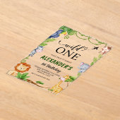 Wilde One Safari Oerwoud Animals Waterverf Birthda Acryl Uitnodigingen (Laagn)