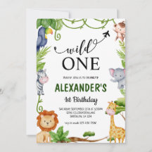 Wilde One Safari Oerwoud Animals Waterverf Birthda