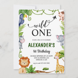 Wilde One Safari Oerwoud Animals Waterverf Birthda Kaart