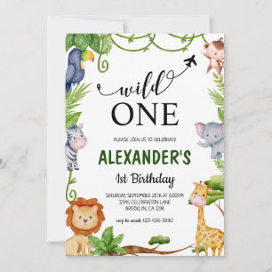 Wilde One Safari Oerwoud Animals Waterverf Birthda Kaart