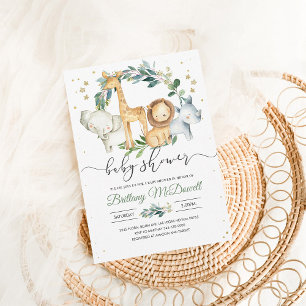 Wilde oneafari Geslachtsneutrale babyshower uitnod Kaart