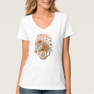 Wilde ongefilterde Cottagecore T-shirt Linocut Blo