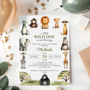 Wilde op de weg Schattigee baby dieren Baby shower Kaart