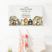 Wilde op de weg Schattigee baby dieren Baby shower Spandoek (Insitu)