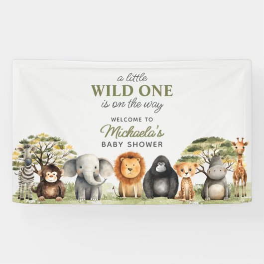 Wilde op de weg Schattigee baby dieren Baby shower Spandoek (Horizontaal)