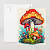 Wilde Opspringende Bos Paddenstoelen Briefkaart (Voorkant / Achterkant)