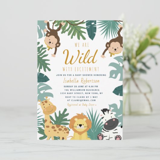 WILDE OPWINDING | Safari baby shower uitnodiging (Staand voorkant)