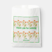 Wilde oranje bloem baby shower gunstzak bedankzakje (Voorkant)