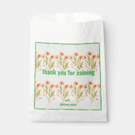 Wilde oranje bloem baby shower gunstzak bedankzakje