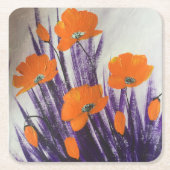 Wilde oranje papaver  kartonnen onderzetters (Voorkant)