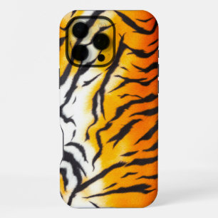 Wilde Oranje tijgerleer iPhone 16 Pro Max Hoesje