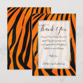 Wilde Oranje zwarte tijgerstripes — Dierafdrukken Bedankkaart (Voorkant / Achterkant)