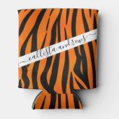 Wilde Oranje zwarte tijgerstripes — Dierafdrukken Blikjeskoeler (Voorkant)