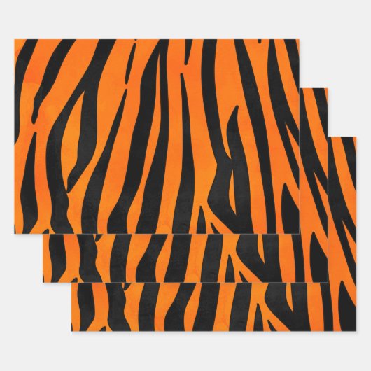Wilde Oranje zwarte tijgerstripes — Dierafdrukken Inpakpapier Vel (Set)