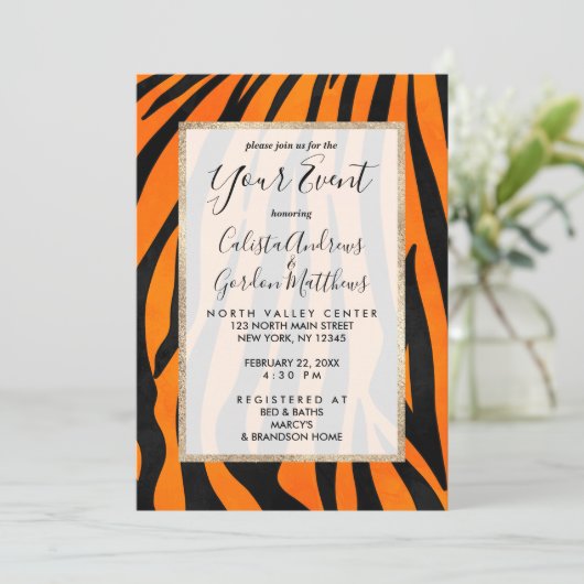 Wilde Oranje zwarte tijgerstripes — Dierafdrukken Kaart (Staand voorkant)