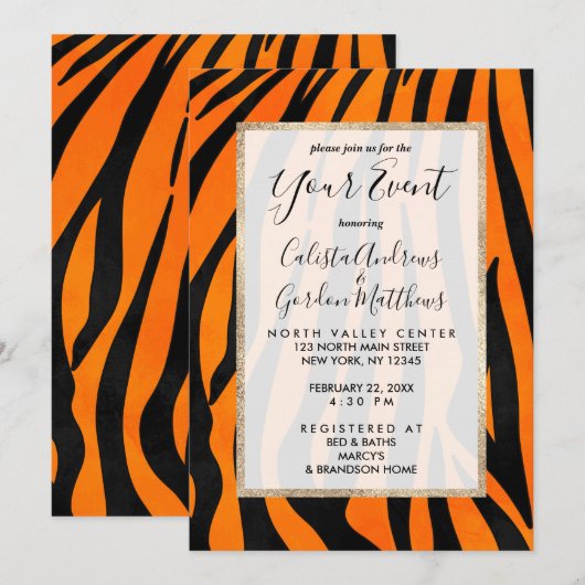 Wilde Oranje zwarte tijgerstripes — Dierafdrukken Kaart (Voorkant / Achterkant)