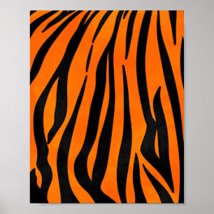 Wilde Oranje zwarte tijgerstripes — Dierafdrukken Poster