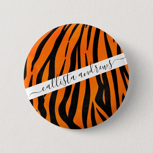 Wilde Oranje zwarte tijgerstripes — Dierafdrukken Ronde Button 5,7 Cm (Voorkant)