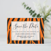 Wilde Oranje zwarte tijgerstripes — Dierafdrukken Save The Date (Staand voorkant)