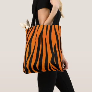 Wilde Oranje zwarte tijgerstripes — Dierafdrukken Tote Bag