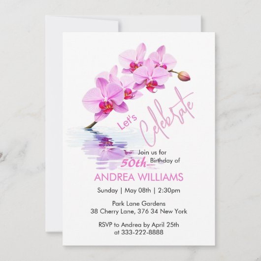 Wilde Orchidee Bloesems 50ste verjaardag Kaart (Voorkant)