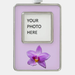 Wilde Orchidee Paarse Tropische Bloem Verzilverd Omlijst Ornament