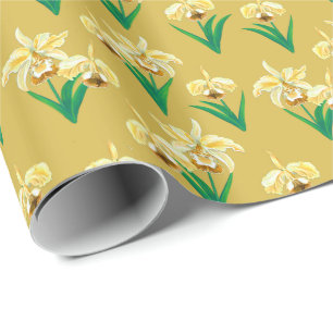 Wilde orchideeën - Gele gouden orchideeën en olijv Cadeaupapier