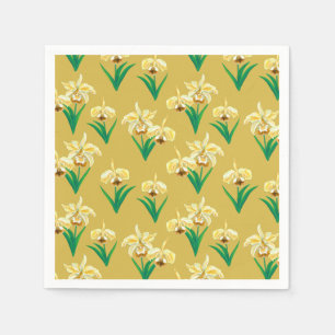 Wilde orchideeën - Gele gouden orchideeën en olijv Servet