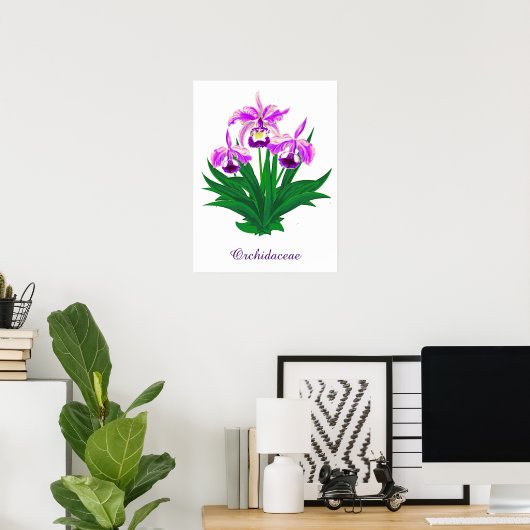 Wilde orchideeën - Lichte Paarse orchideeën en oli Poster (Thuiskantoor)