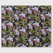 Wilde orchideeën Multicolor op zwarte toneel Cadeaupapier (Vlak)