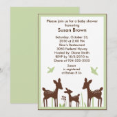 Wilde organische stof/Deer Baby shower-uitnodiging Kaart (Voorkant / Achterkant)