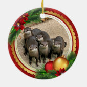 Wilde Otters koken kerstdieren Keramisch Ornament (Achterkant)