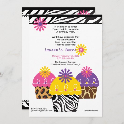 Wilde over Cupcakes Kaart (Voorkant / Achterkant)