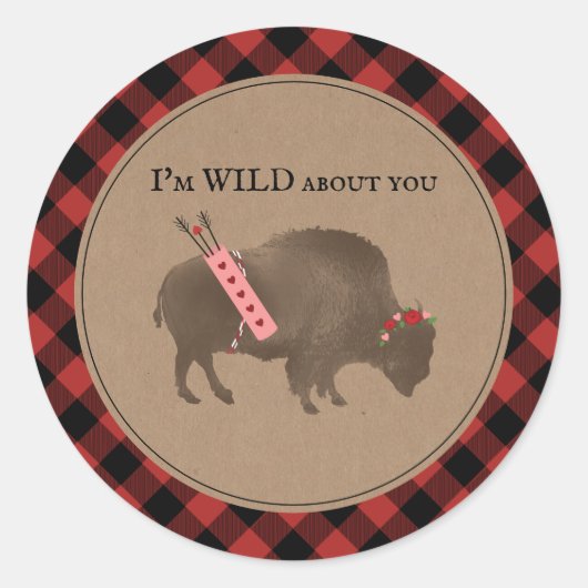 Wilde over je Buffalo Pset Cupid Valentijn Ronde Sticker (Voorkant)