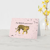 Wilde over je Valentijn Tiger Kinder Classroom Pos Kaart (Gele Bloem)