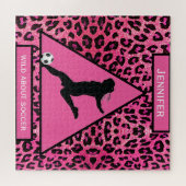 Wilde over voetbalmeisjes Roze Jigzaag Puzzle Legpuzzel (Horizontaal)