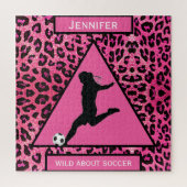 Wilde over voetbalmeisjes Roze Jigzaag Puzzle Legpuzzel (Verticaal)