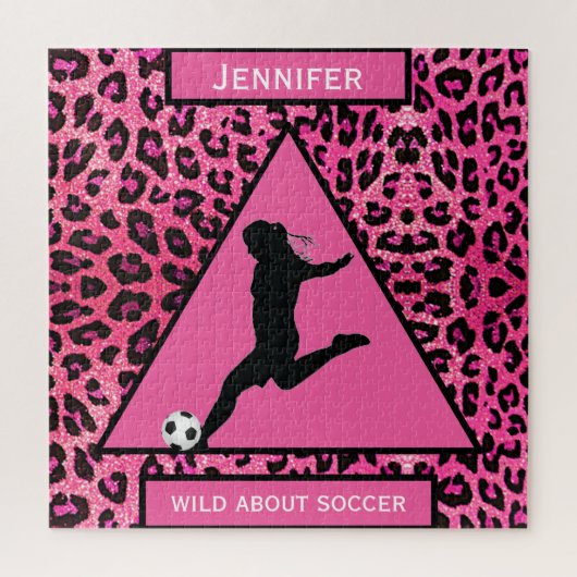 Wilde over voetbalmeisjes Roze Jigzaag Puzzle Legpuzzel (Verticaal)