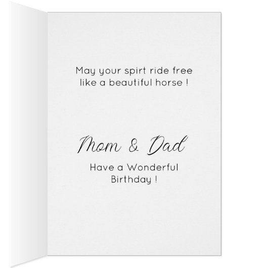 Wilde paard Birthday Kaart (Binnen (Rechts))