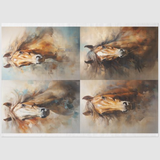 Wilde Paard Collage 1 Decoupage papier (Voorkant)