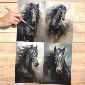 Wilde Paard Collage 4 Decoupage papier