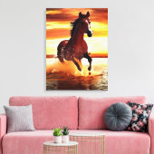 Wilde Paard galoppeert door Surf Canvas Afdruk (Insitu (Woonkamer))