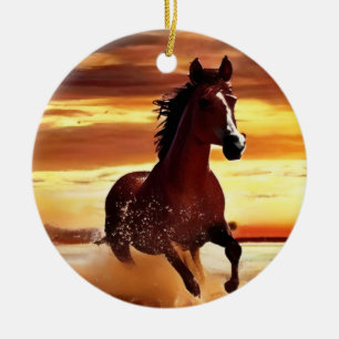 Wilde Paard galoppeert door Surf Keramisch Ornament