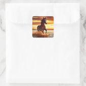 Wilde Paard galoppeert door Surf Vierkante Sticker (Tas)