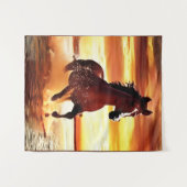 Wilde Paard galoppeert door Surf Wandkleed (Voorkant (horizontaal))