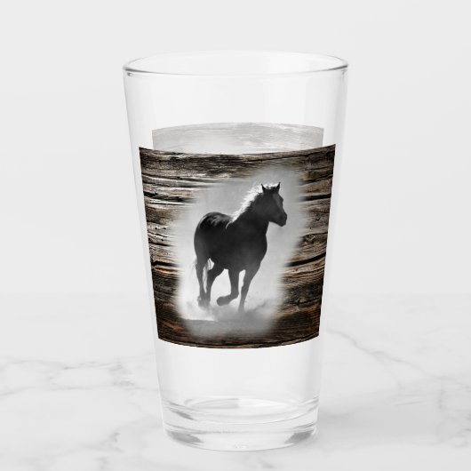 Wilde paard galopperend glas (Voorkant)
