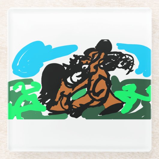 Wilde paard glazen onderzetter (Voorkant)